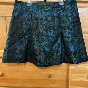 Banana Republic Blue and Black Jacquard Pleated Mini  Skirt Size 8 Petite, EUC